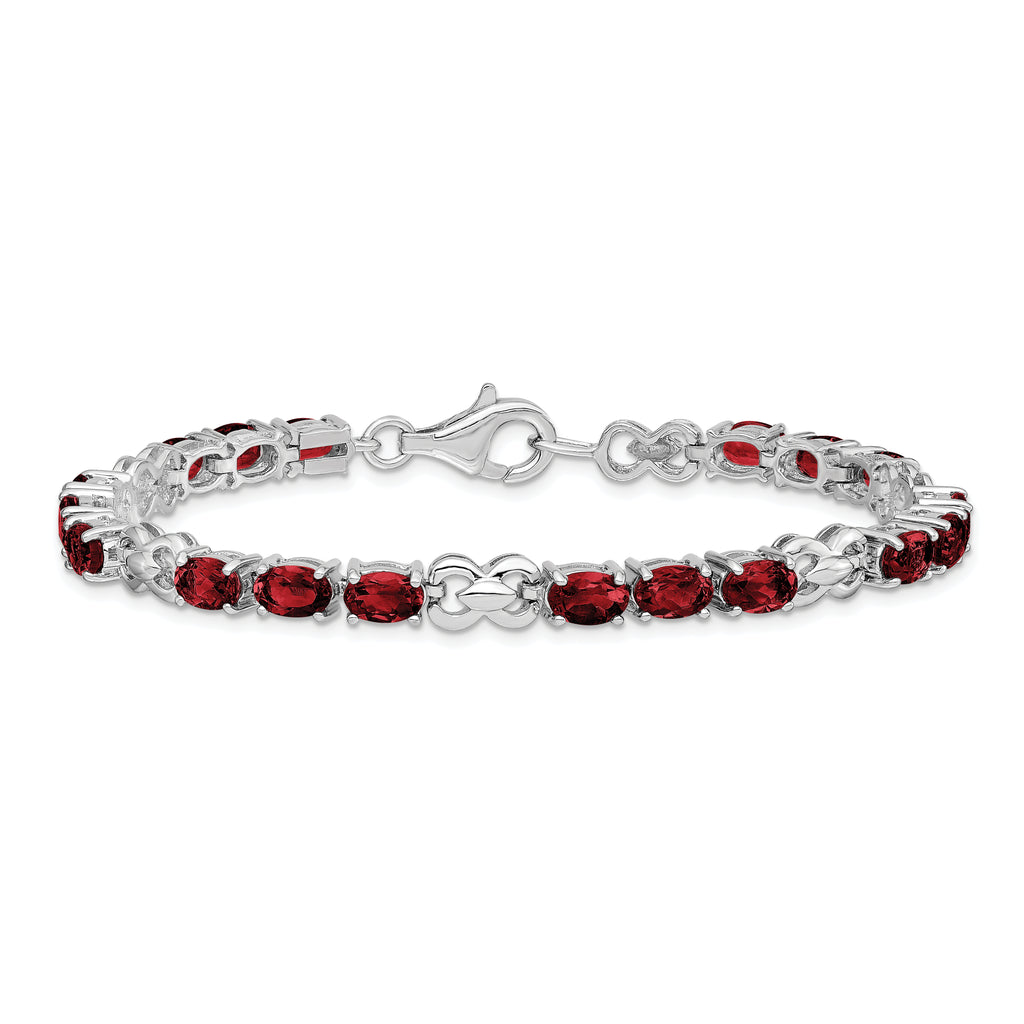 Sterling Silver Rhodium-plated Garnet Bracelet