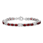 Sterling Silver Rhodium-plated Garnet Bracelet