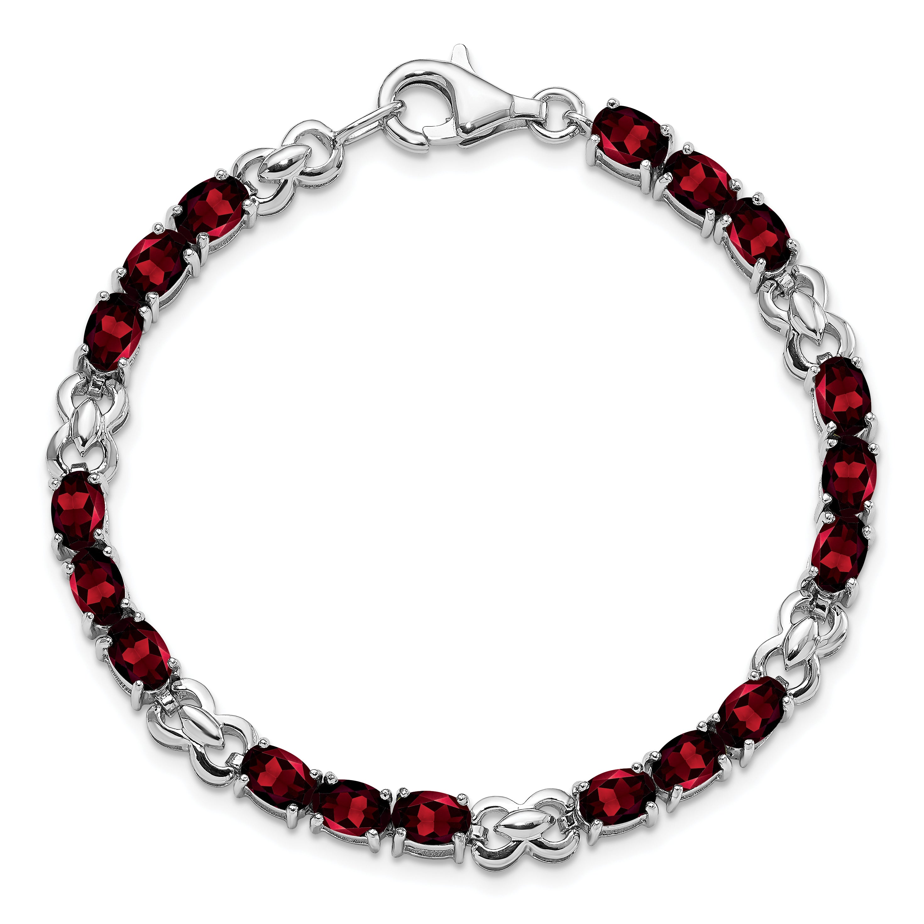 Sterling Silver Rhodium-plated Garnet Bracelet