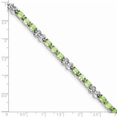 Sterling Silver Rhodium-plated Peridot Bracelet