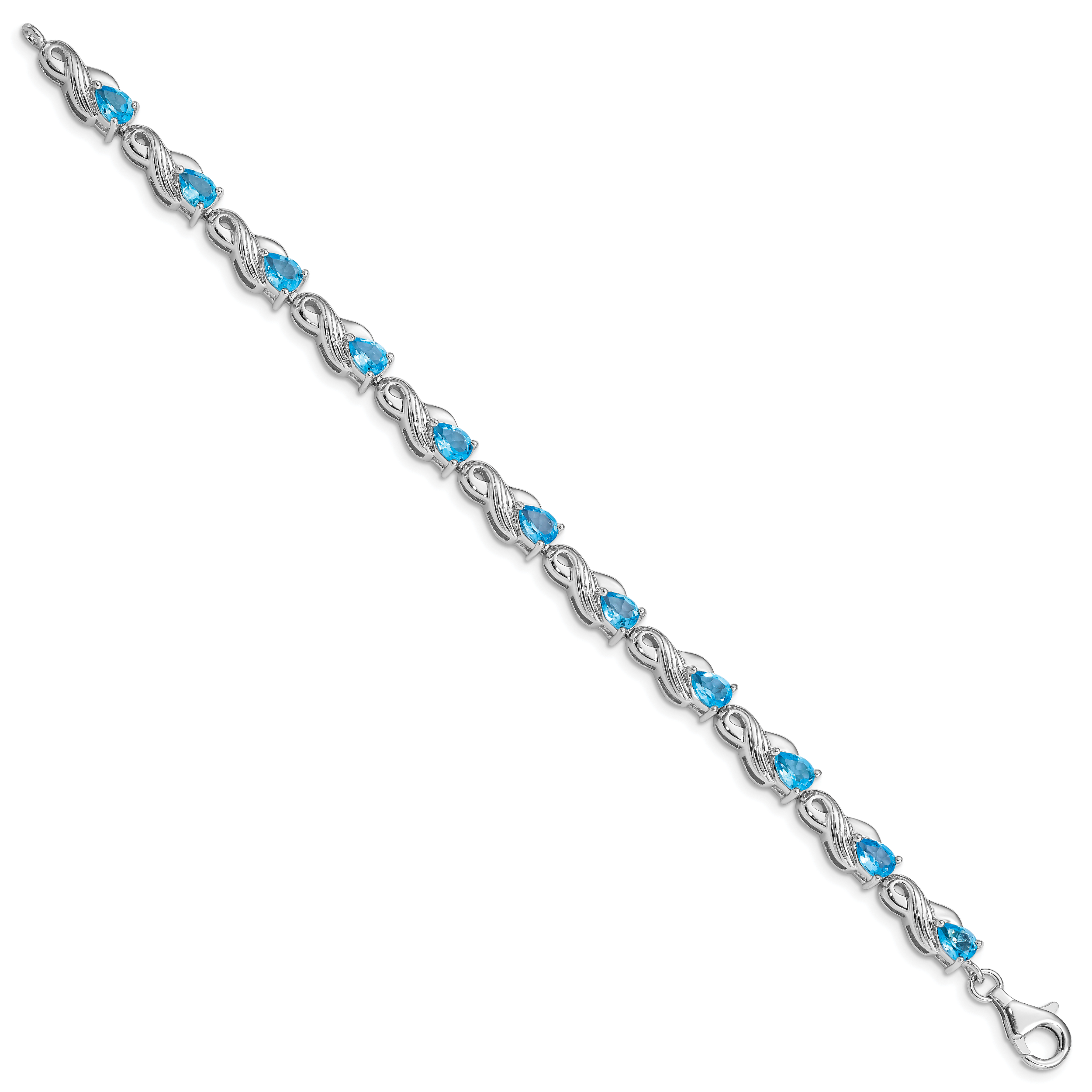 Sterling Silver Rhodium-plated Blue Topaz Bracelet Secondary image