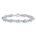 Sterling Silver Rhodium-plated Blue Topaz Bracelet