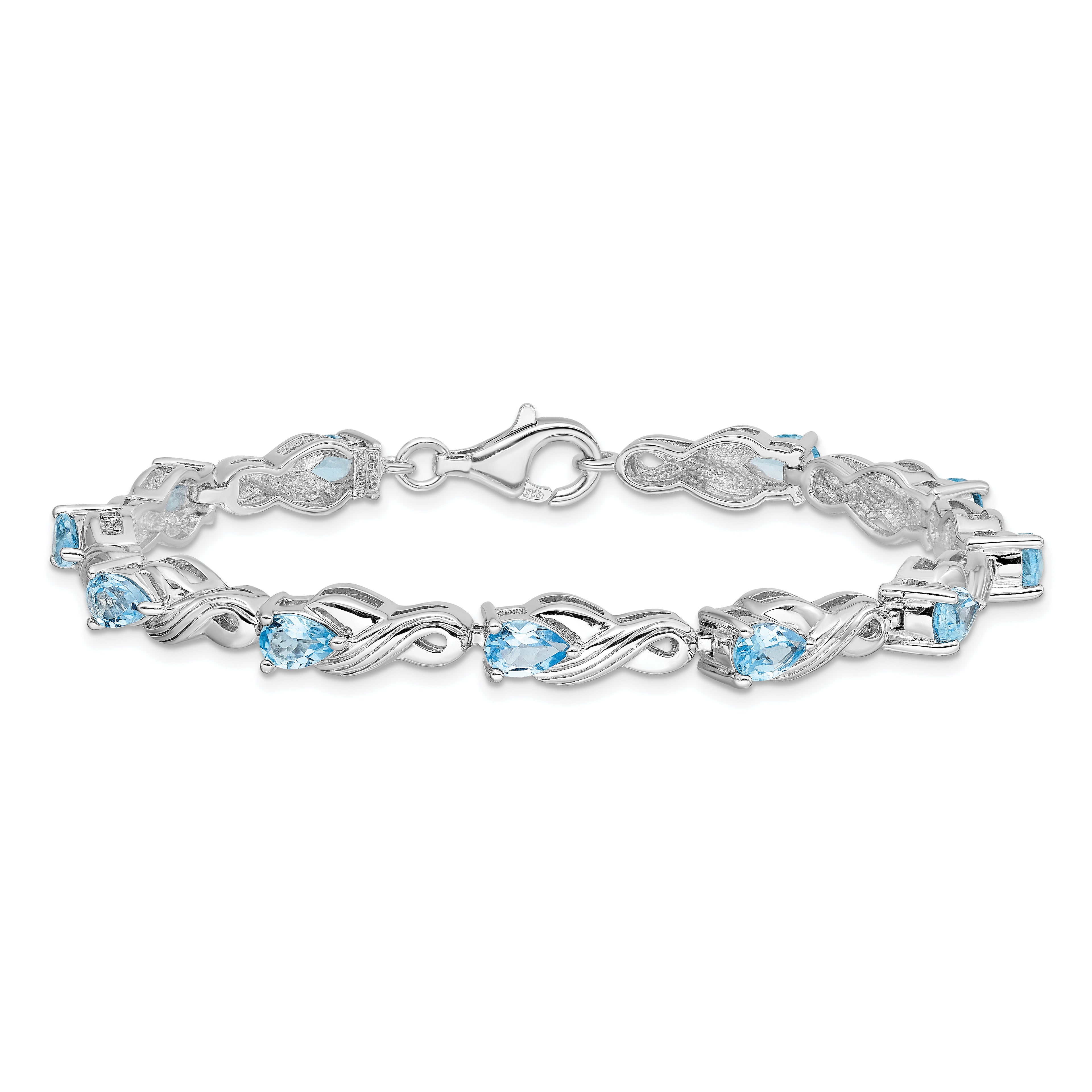 Sterling Silver Rhodium-plated Blue Topaz Bracelet