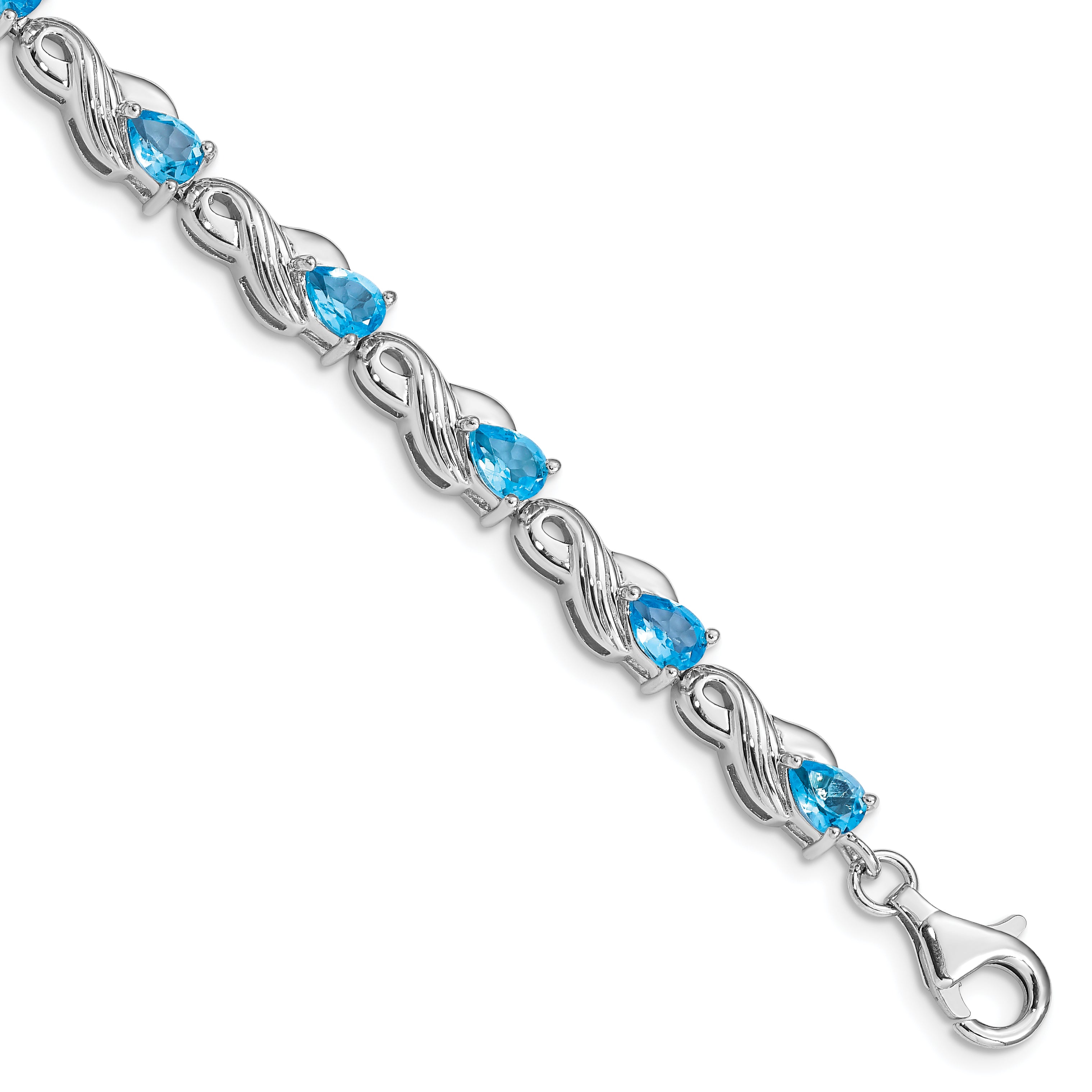 Sterling Silver Rhodium-plated Blue Topaz Bracelet Main image