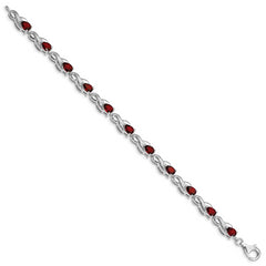 Sterling Silver Rhodium-plated Garnet Bracelet