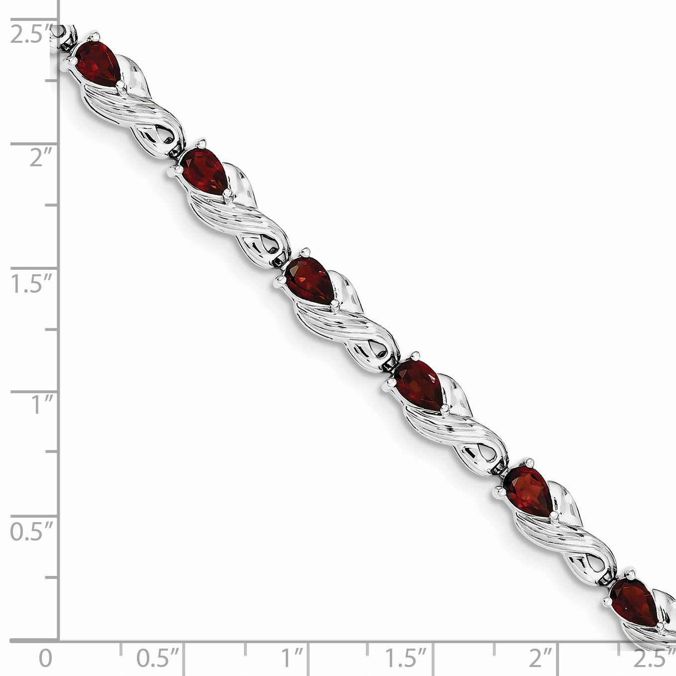 Sterling Silver Rhodium-plated Garnet Bracelet