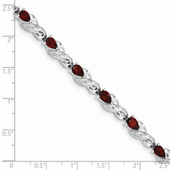 Sterling Silver Rhodium-plated Garnet Bracelet