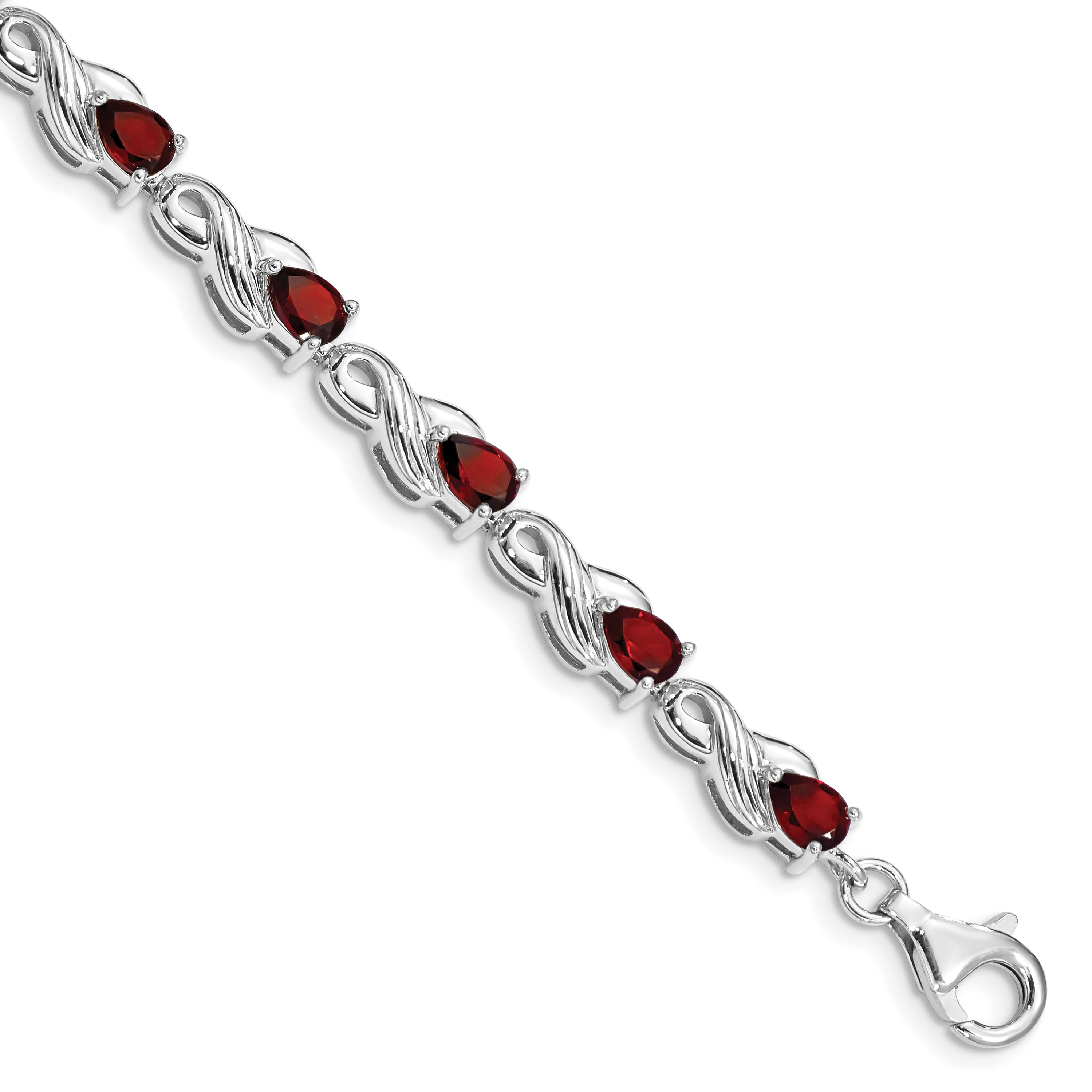 Sterling Silver Rhodium-plated Garnet Bracelet Main image