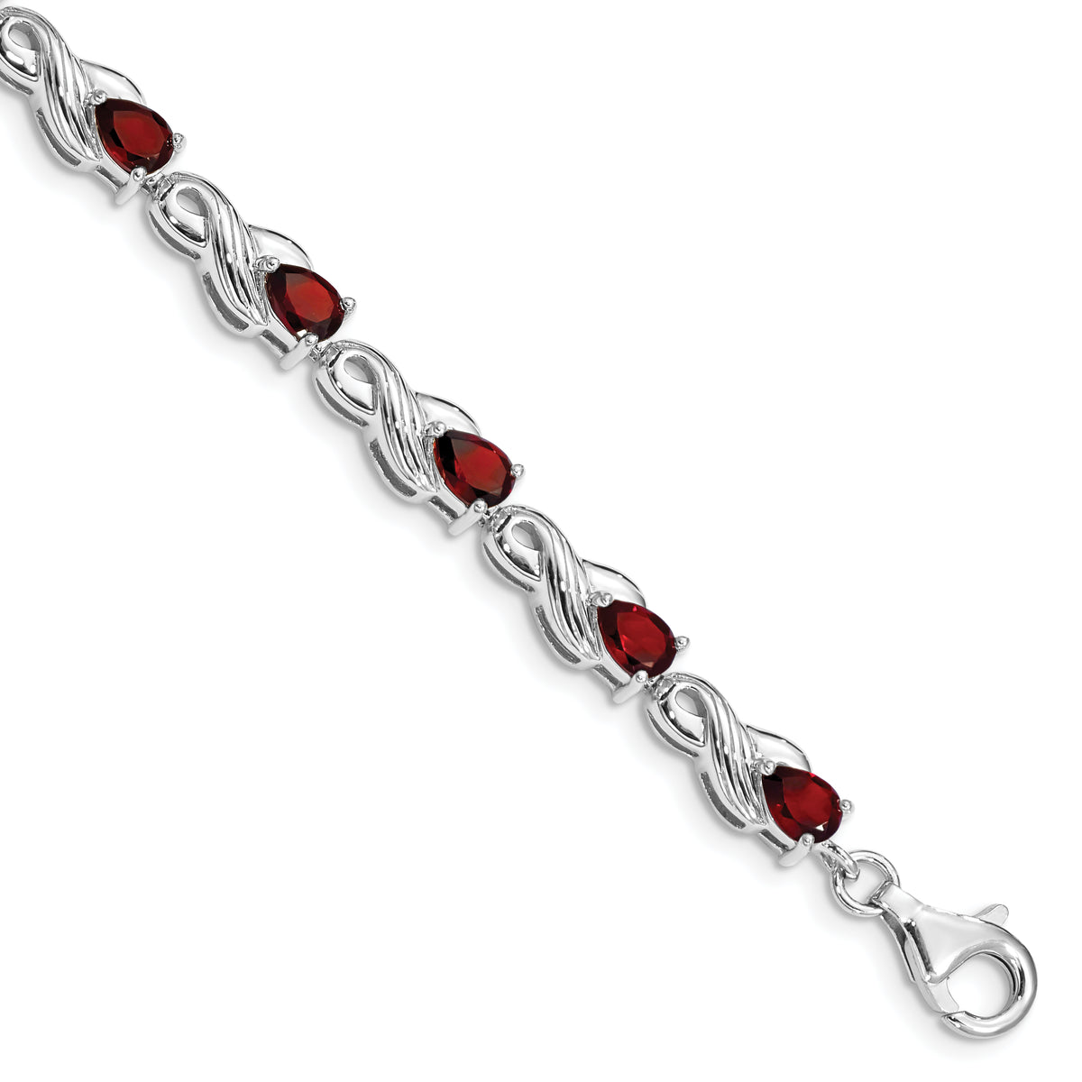 Sterling Silver Rhodium-plated Garnet Bracelet