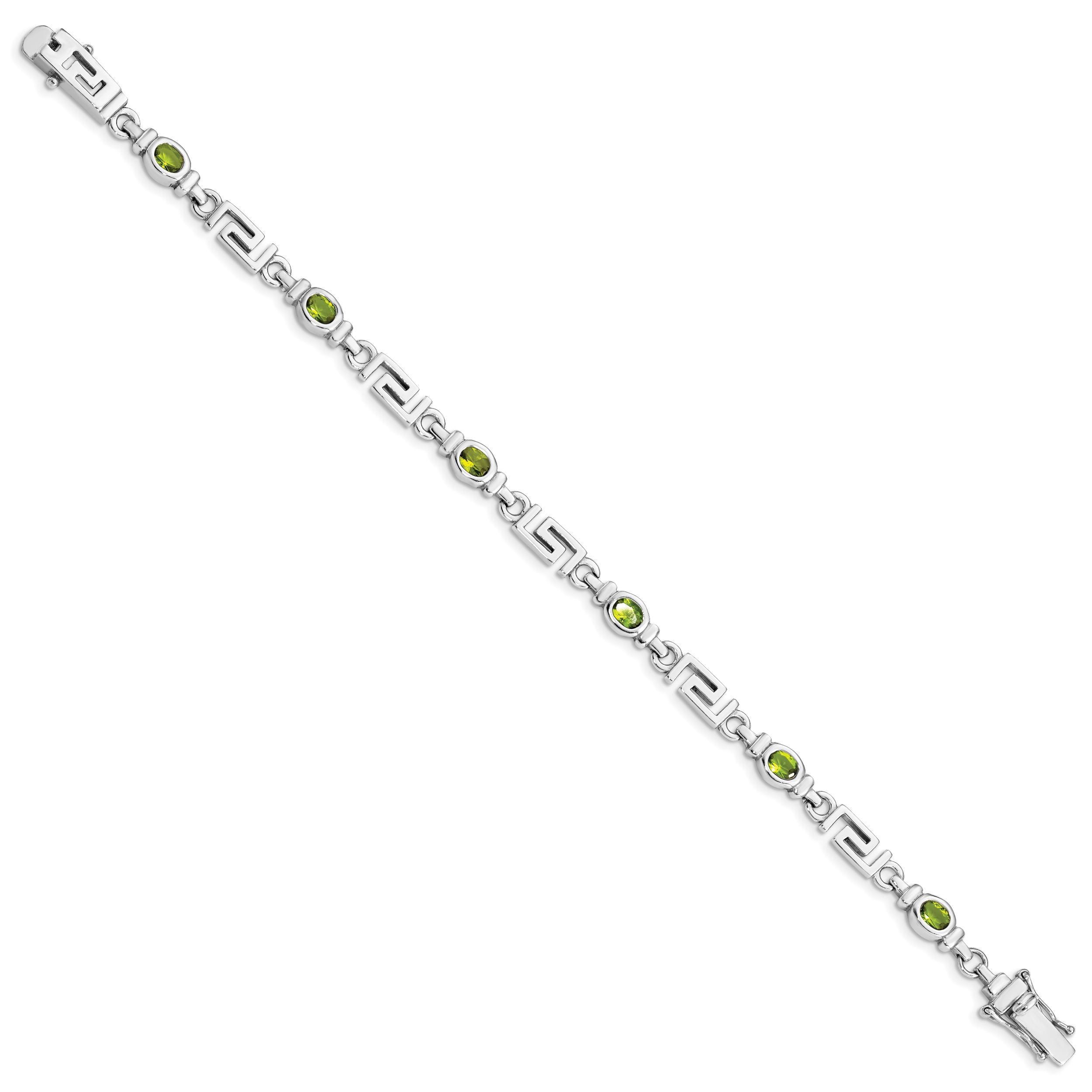 Sterling Silver Rhodium-plated Peridot Bracelet Secondary image