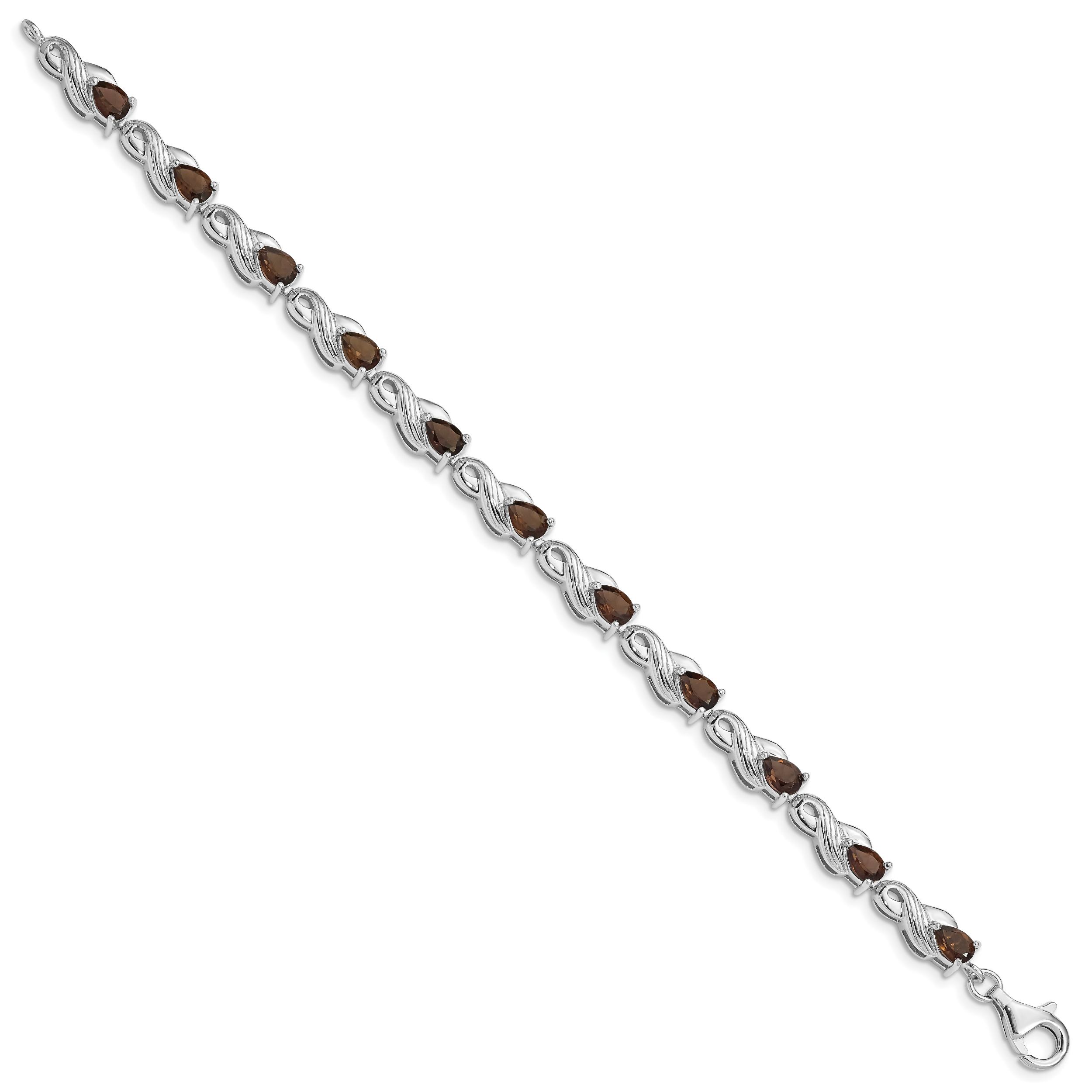 Sterling Silver Rhodium-plated Smoky Quartz Bracelet Secondary image