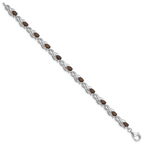 Sterling Silver Rhodium-plated Smoky Quartz Bracelet
