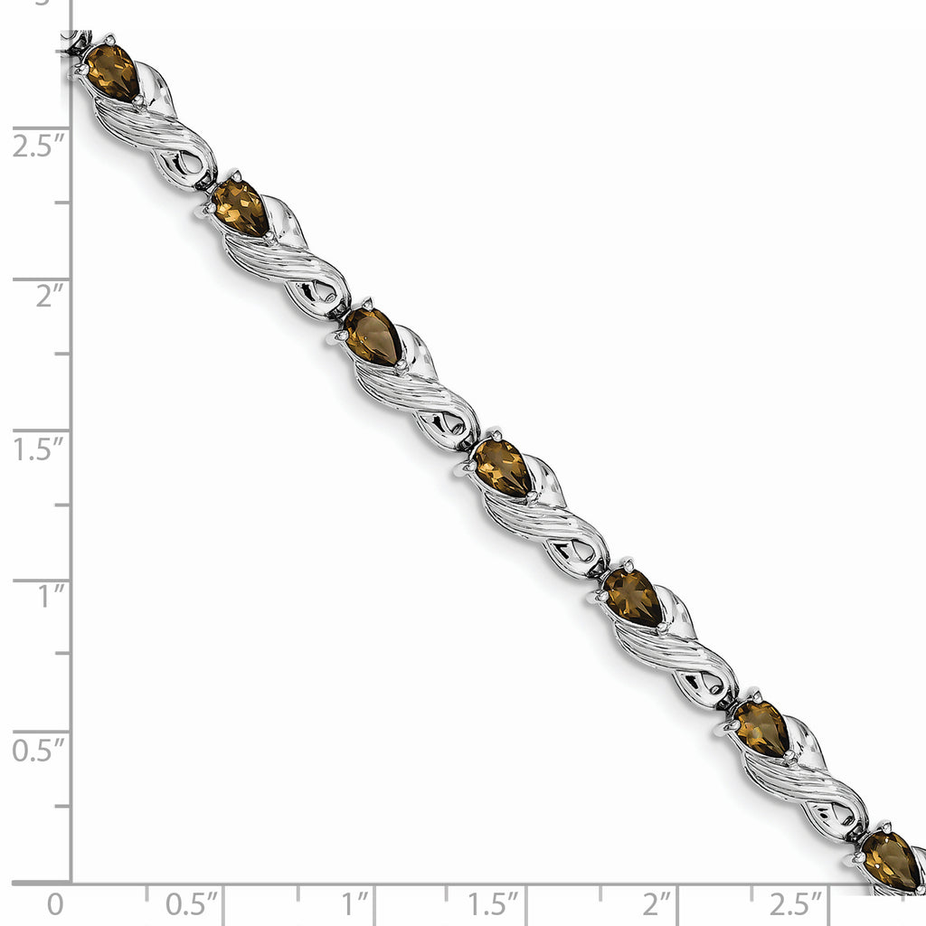 Sterling Silver Rhodium-plated Smoky Quartz Bracelet