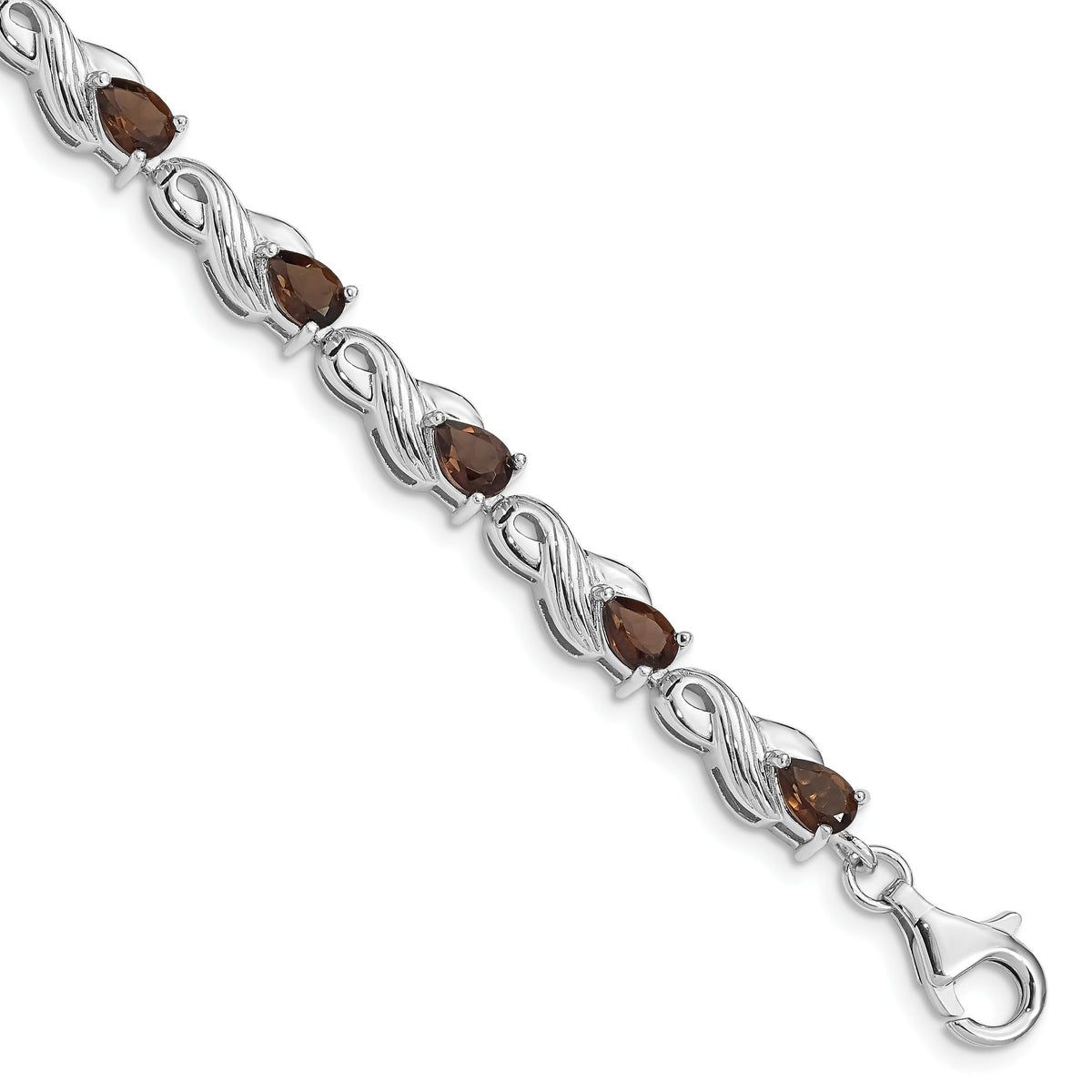 Smoky Quartz Bracelet in Sterling Silver, 6mm, 7 Inch - Sophia Jewelers Main image