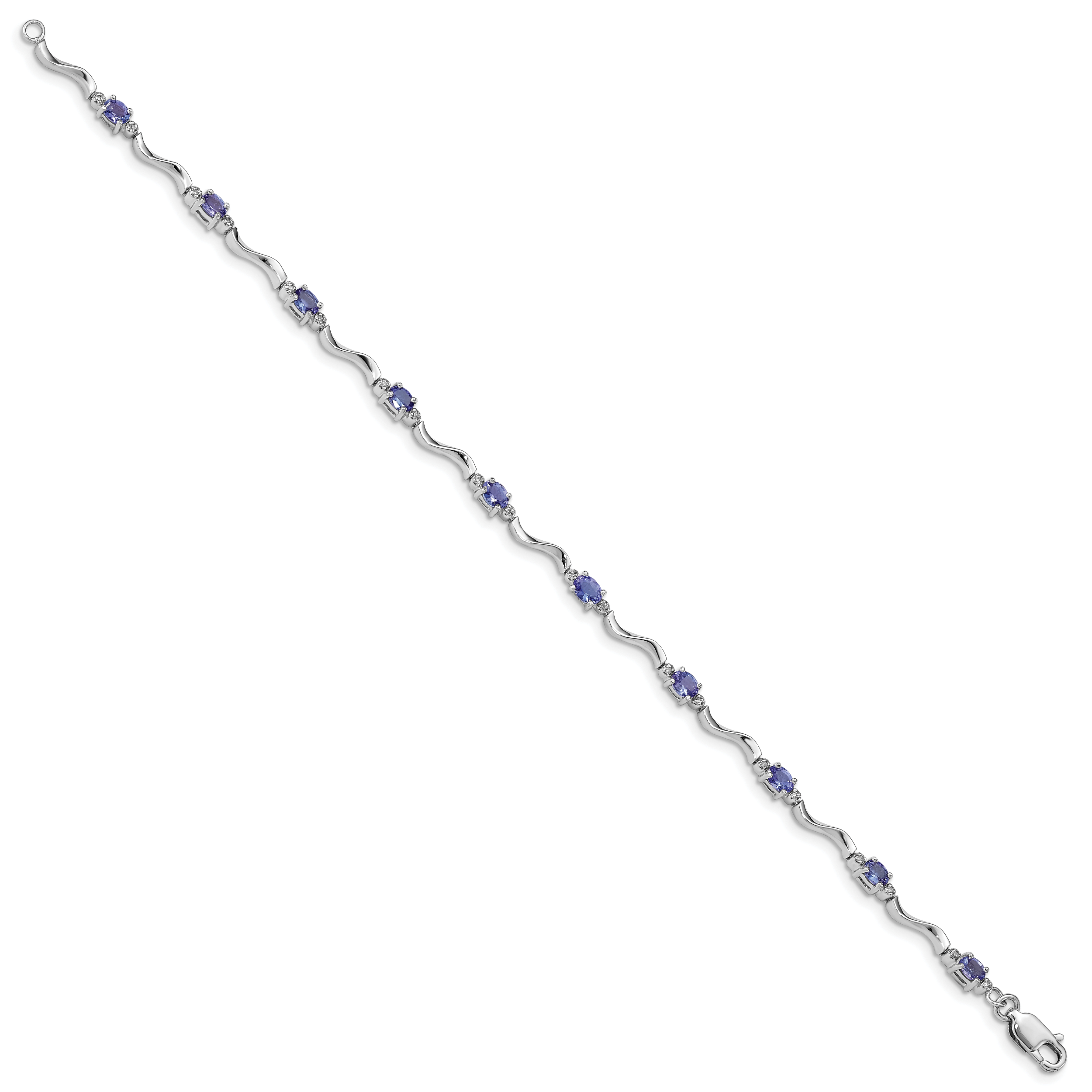 Sterling Silver Rhodium Plated Diamond and Tanzanite Bracelet Secondary image