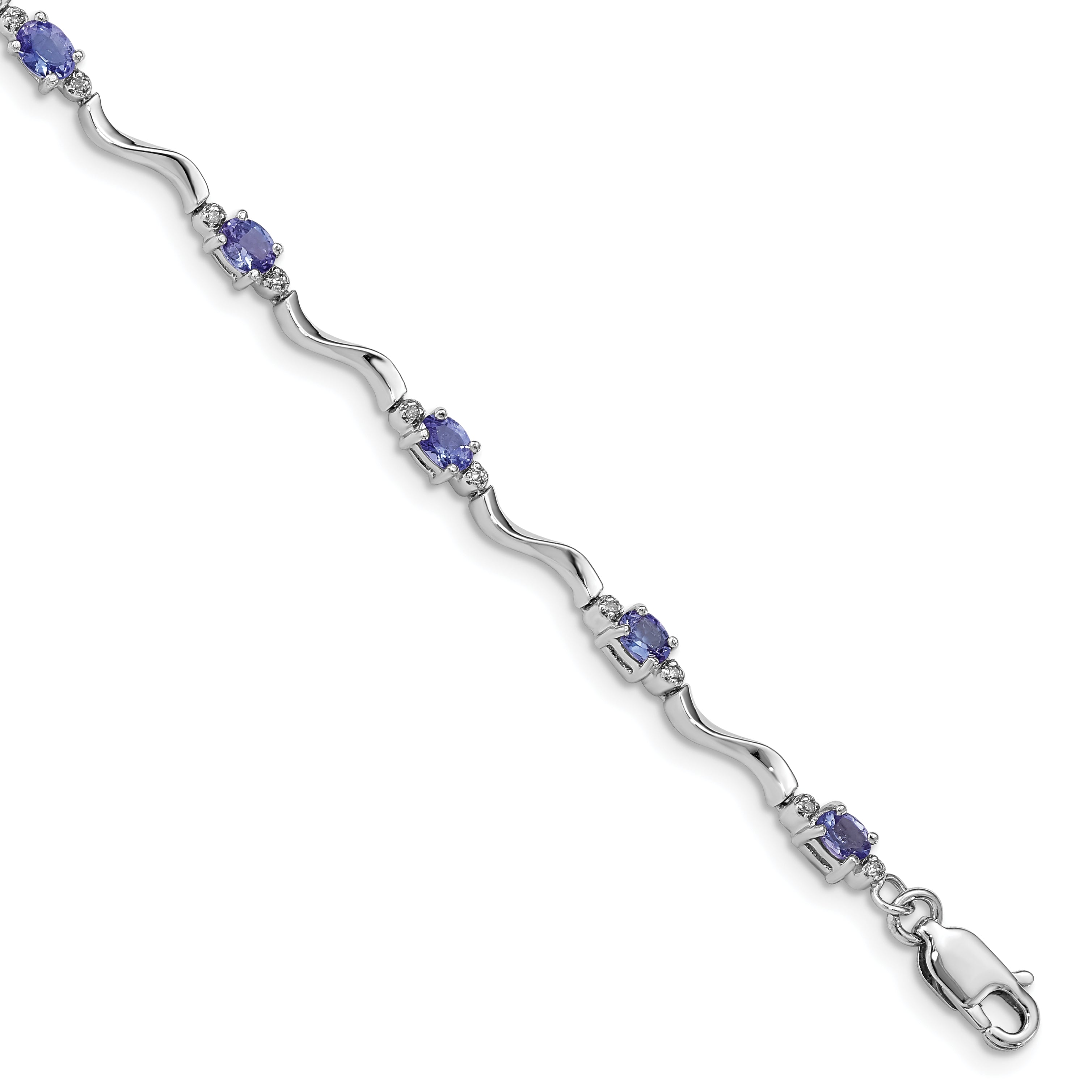Sterling Silver Rhodium Plated Diamond and Tanzanite Bracelet Main image