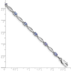 Sterling Silver Rhodium Plated Diamond and Tanzanite Bracelet