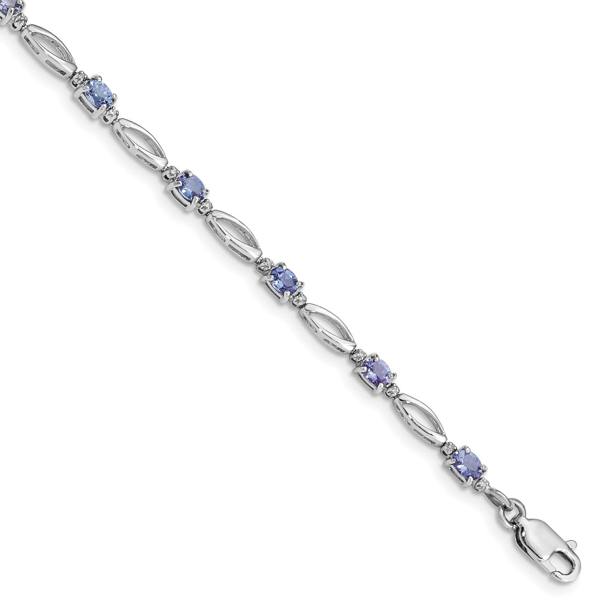 Diamond & Tanzanite Bracelet in Sterling Silver, 3mm (0.1 ct. tw.), 7.8 Inch - Sophia Jewelers Main image