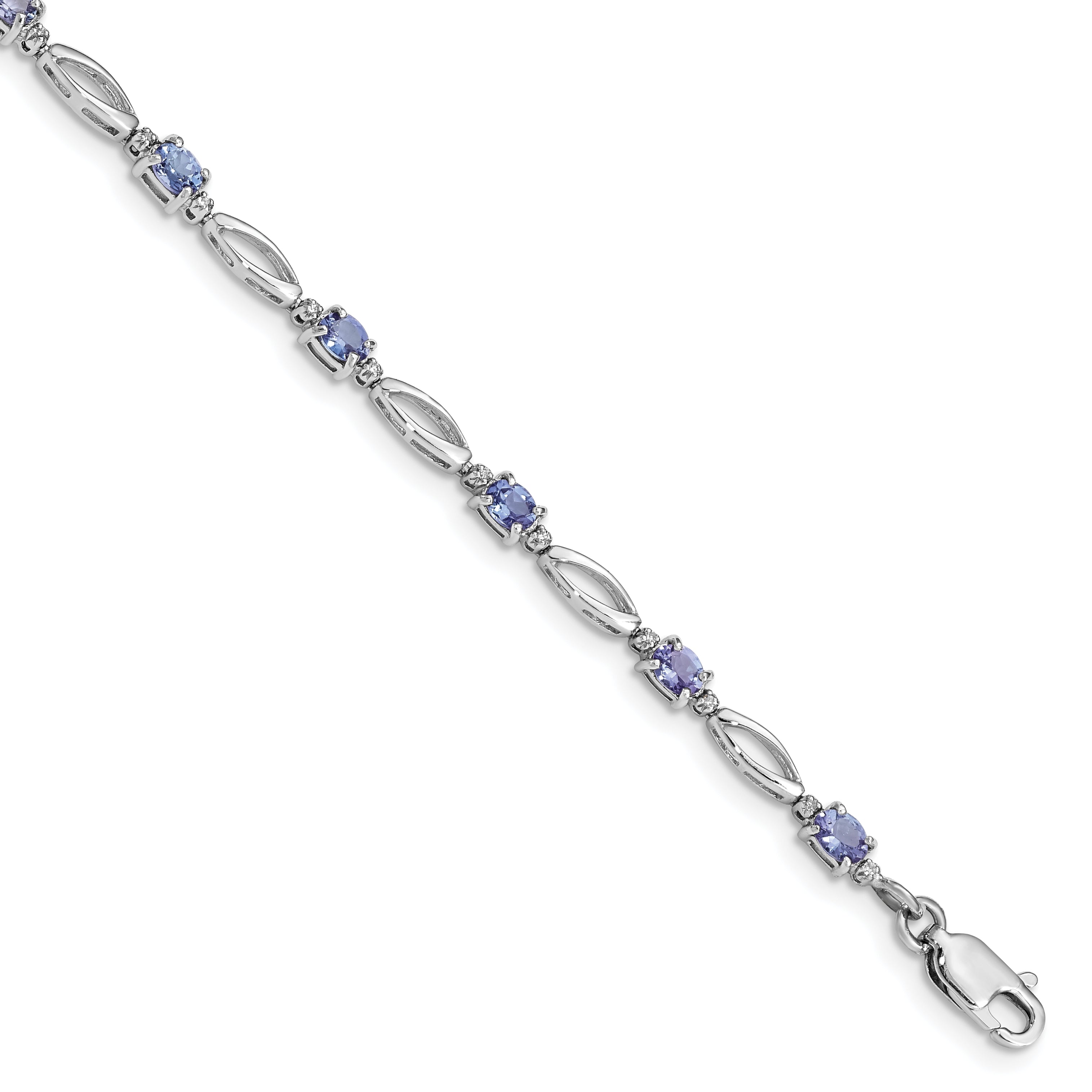Sterling Silver Rhodium Plated Diamond and Tanzanite Bracelet Main image