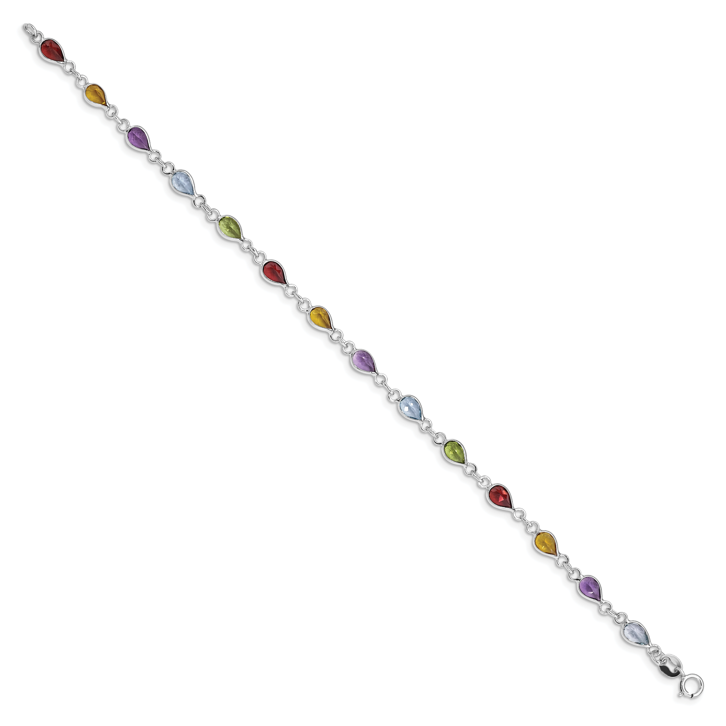 Sterling Silver Rhodium Plated Rainbow Gemstone Bracelet Secondary image