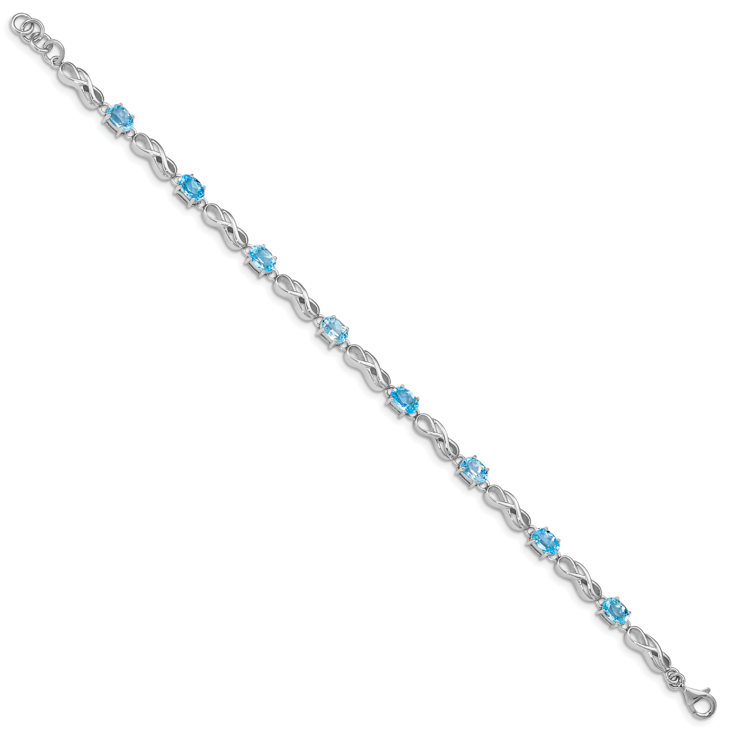 Sterling Silver Rhodium-plated Blue Topaz Figure 8 Bracelet Secondary image
