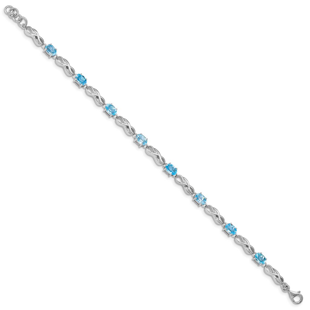 Sterling Silver Rhodium-plated Blue Topaz Figure 8 Bracelet