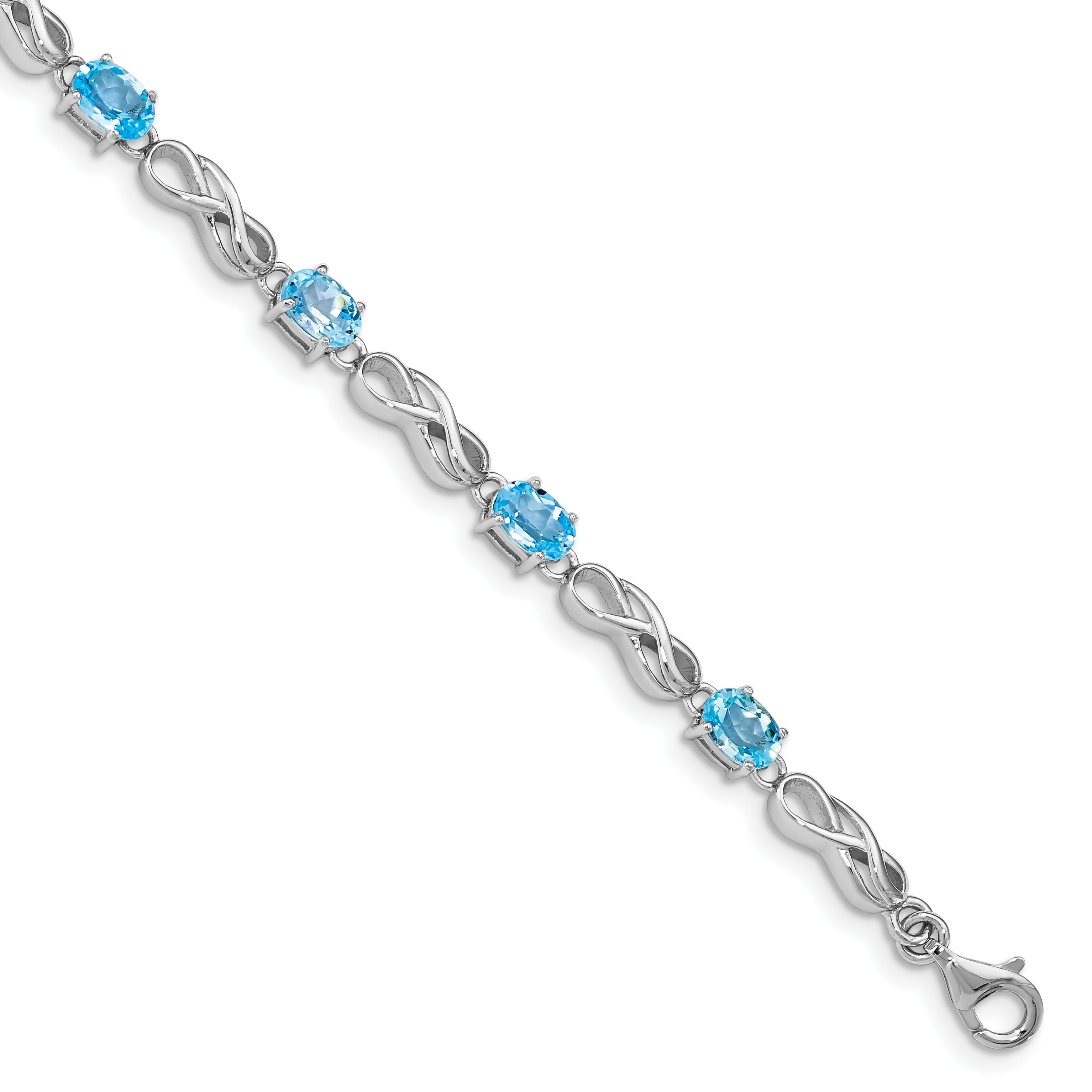 Sterling Silver Rhodium-plated Blue Topaz Figure 8 Bracelet Main image
