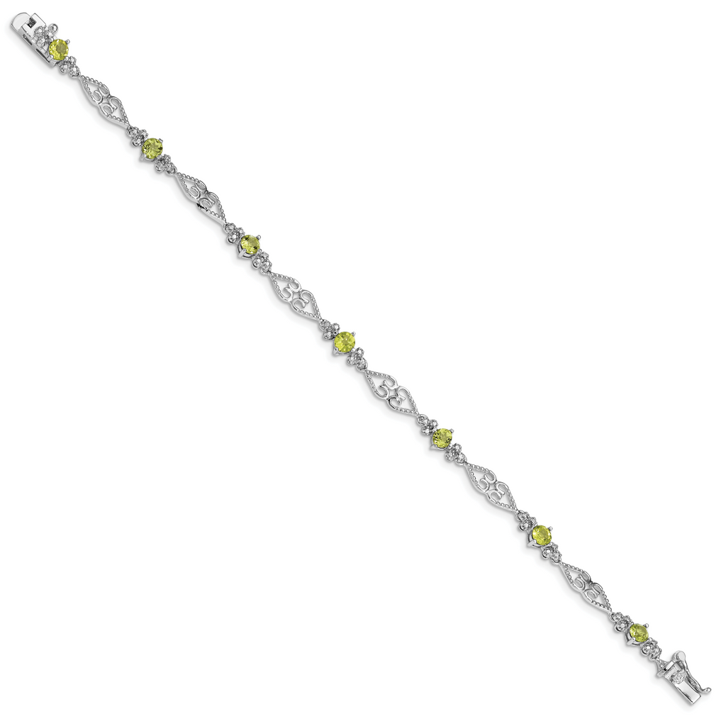 Peridot & Diamond Bracelet in Sterling Silver
