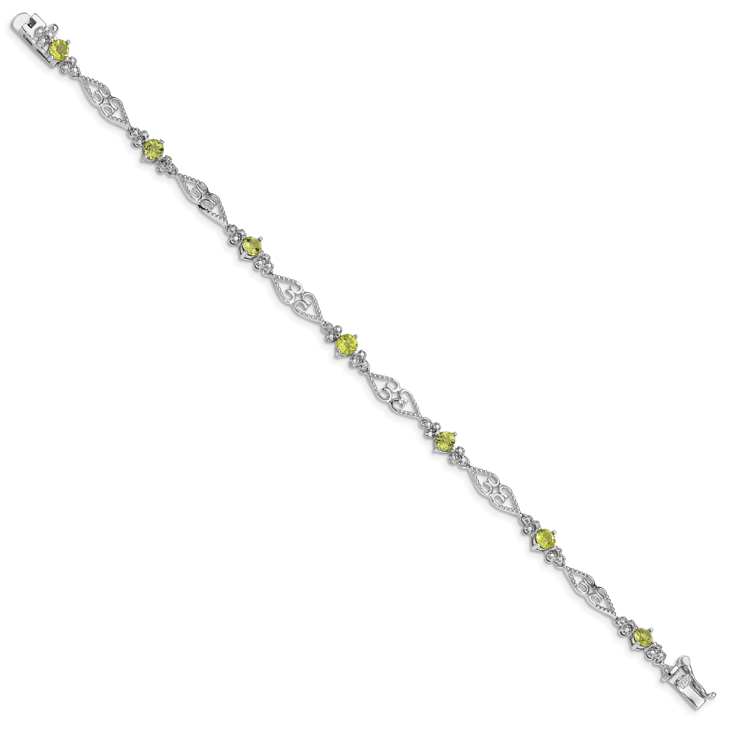 Peridot & Diamond Bracelet in Sterling Silver
