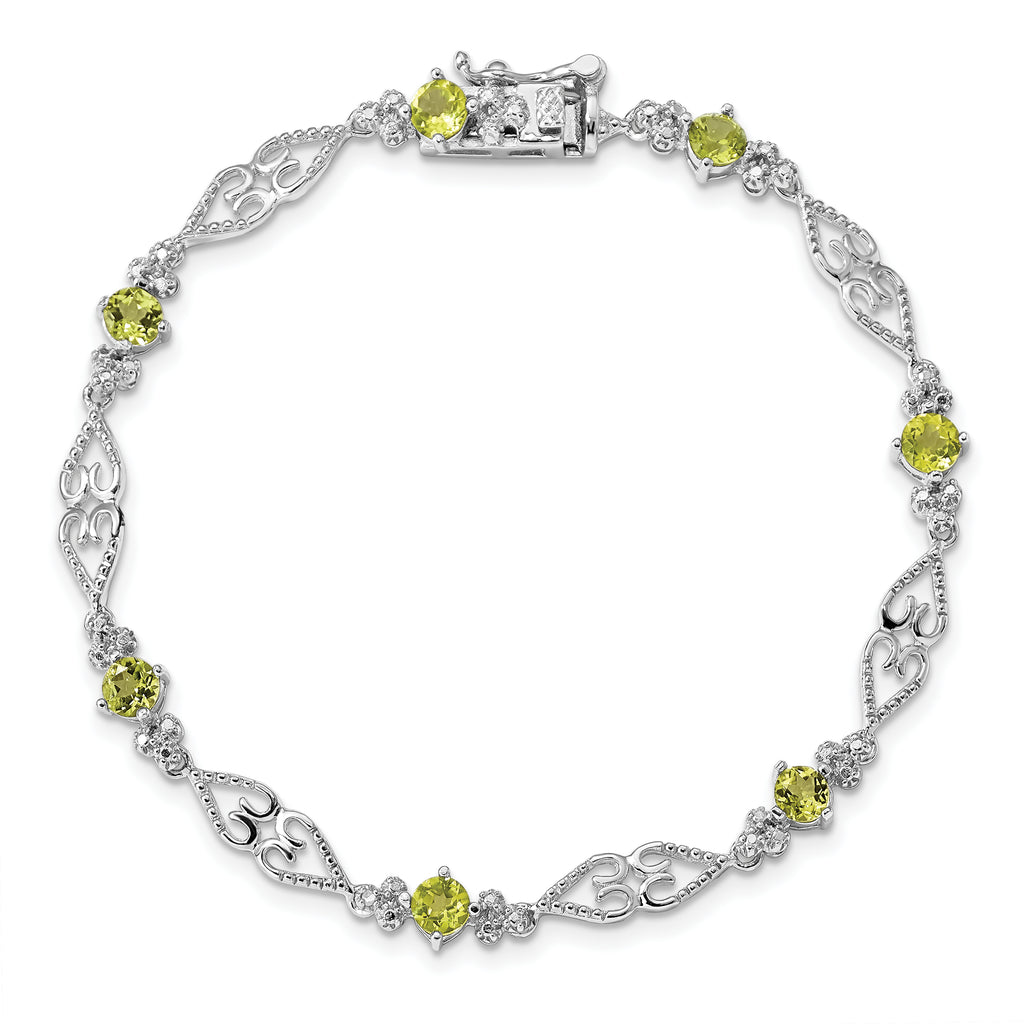 Peridot & Diamond Bracelet in Sterling Silver