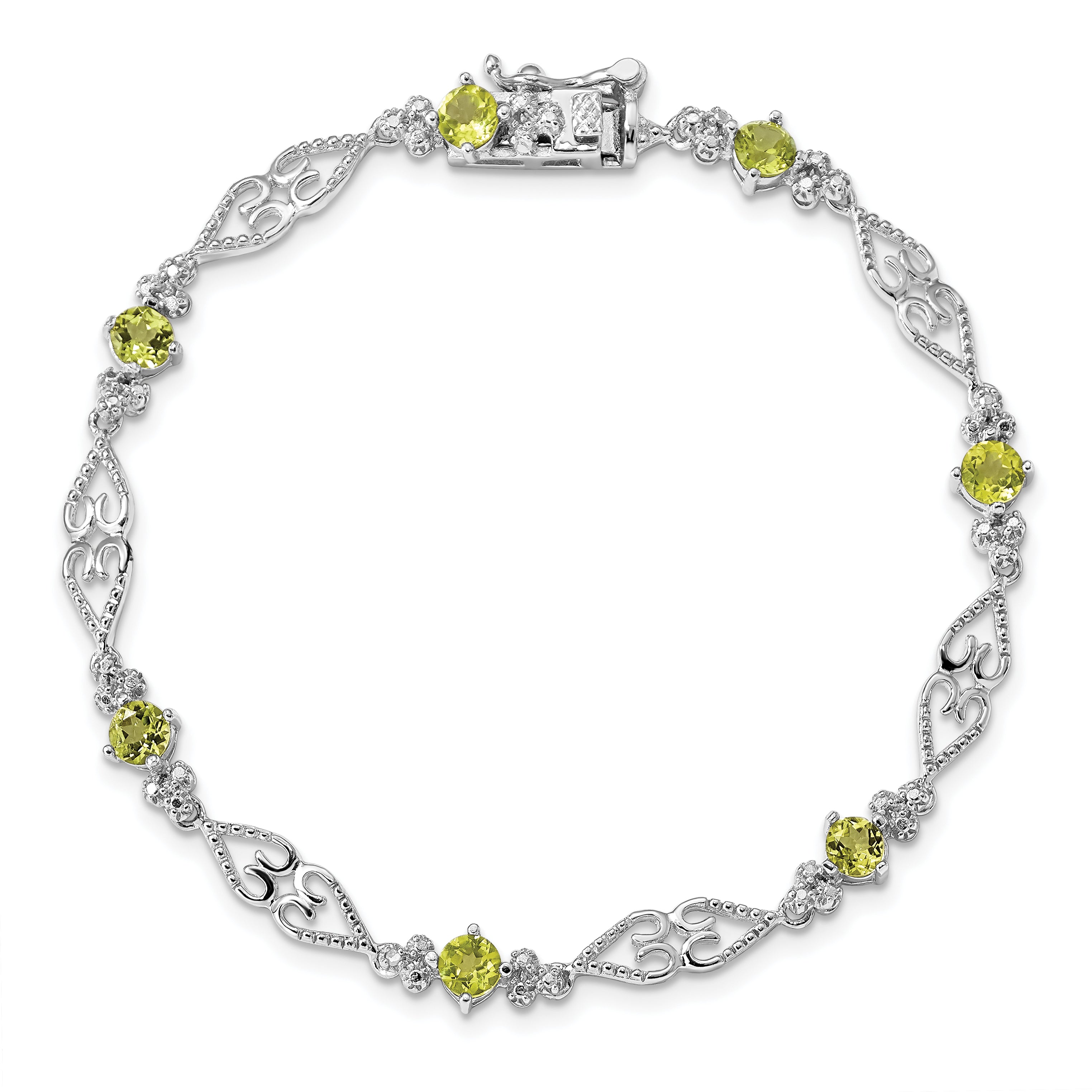 Peridot & Diamond Bracelet in Sterling Silver