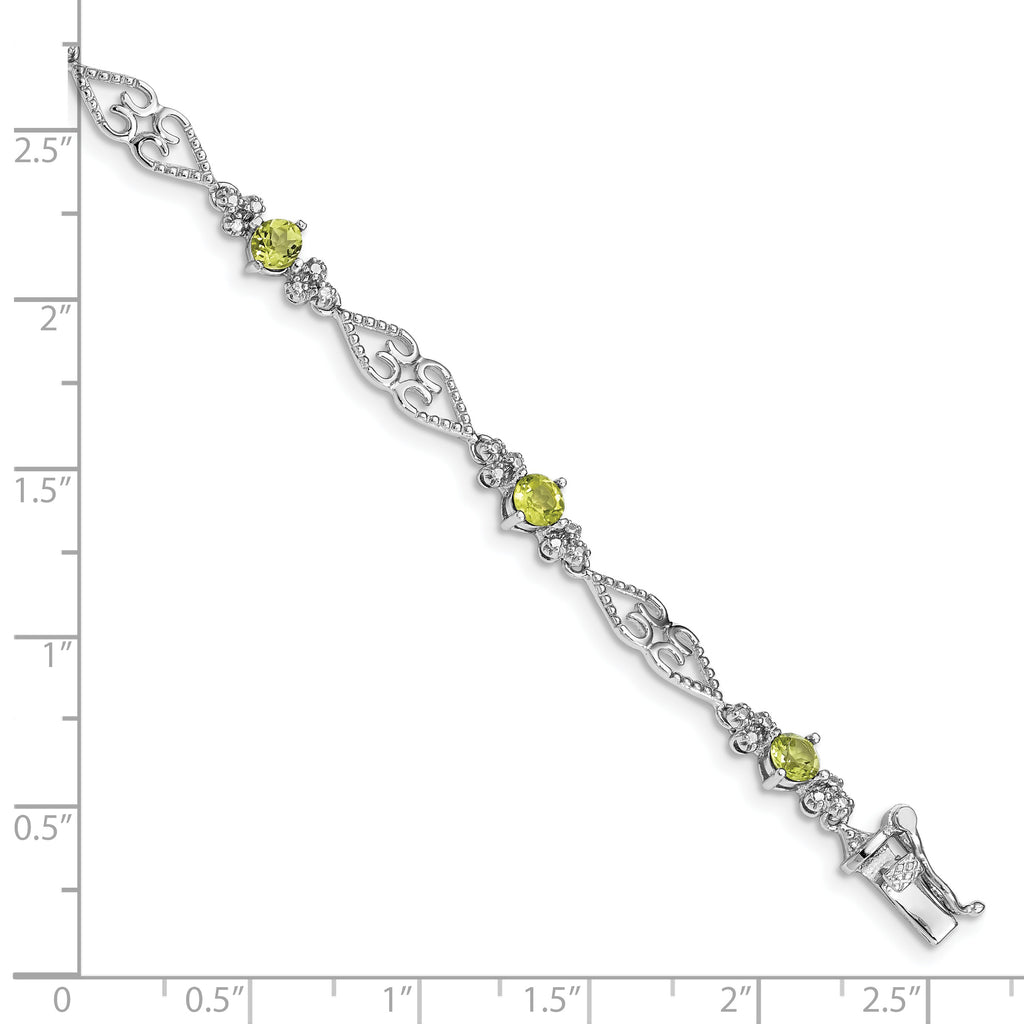 Peridot & Diamond Bracelet in Sterling Silver