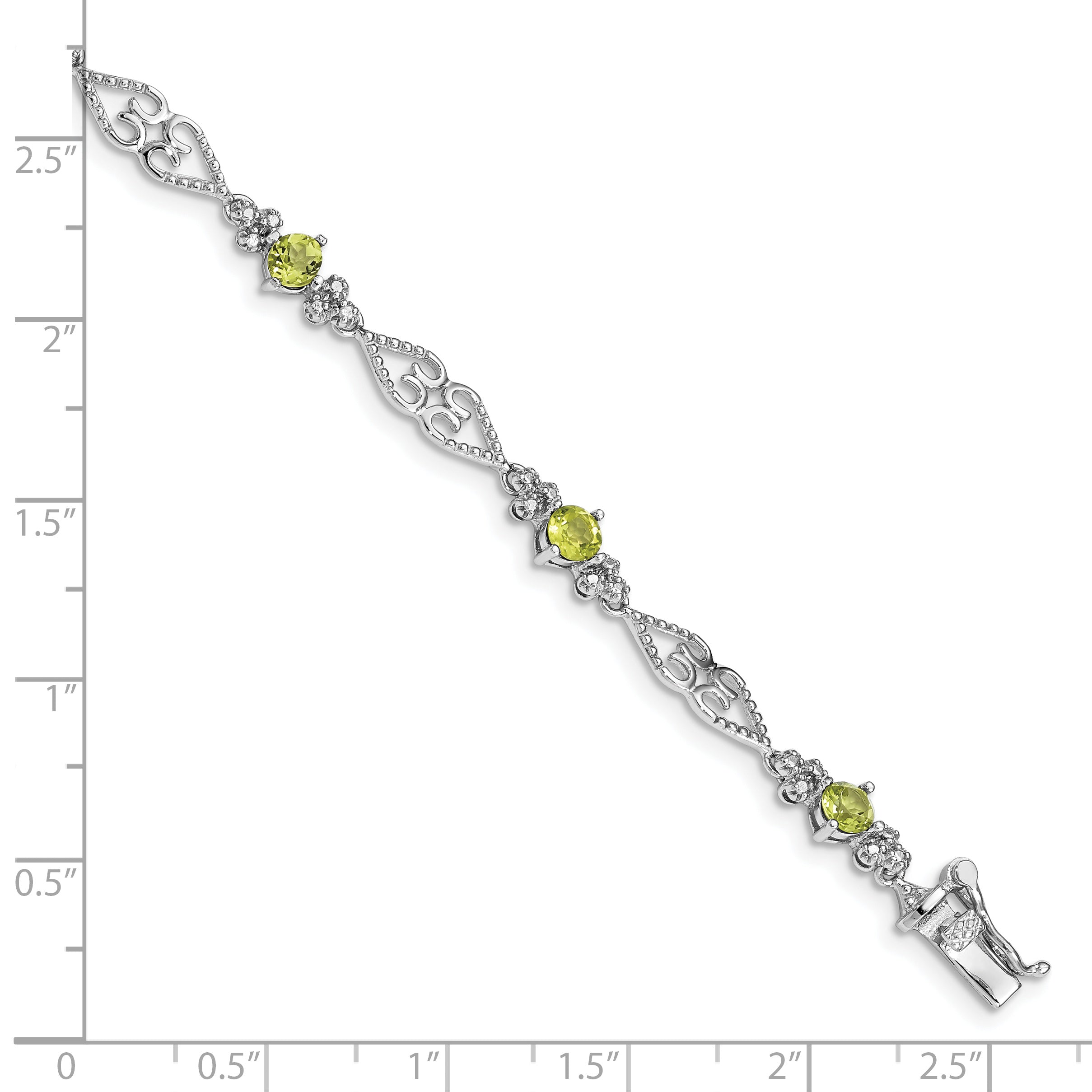Peridot & Diamond Bracelet in Sterling Silver