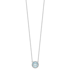 Sterling Silver Rhodium-plated Blue Topaz w/1.5in Ext 18in Necklace