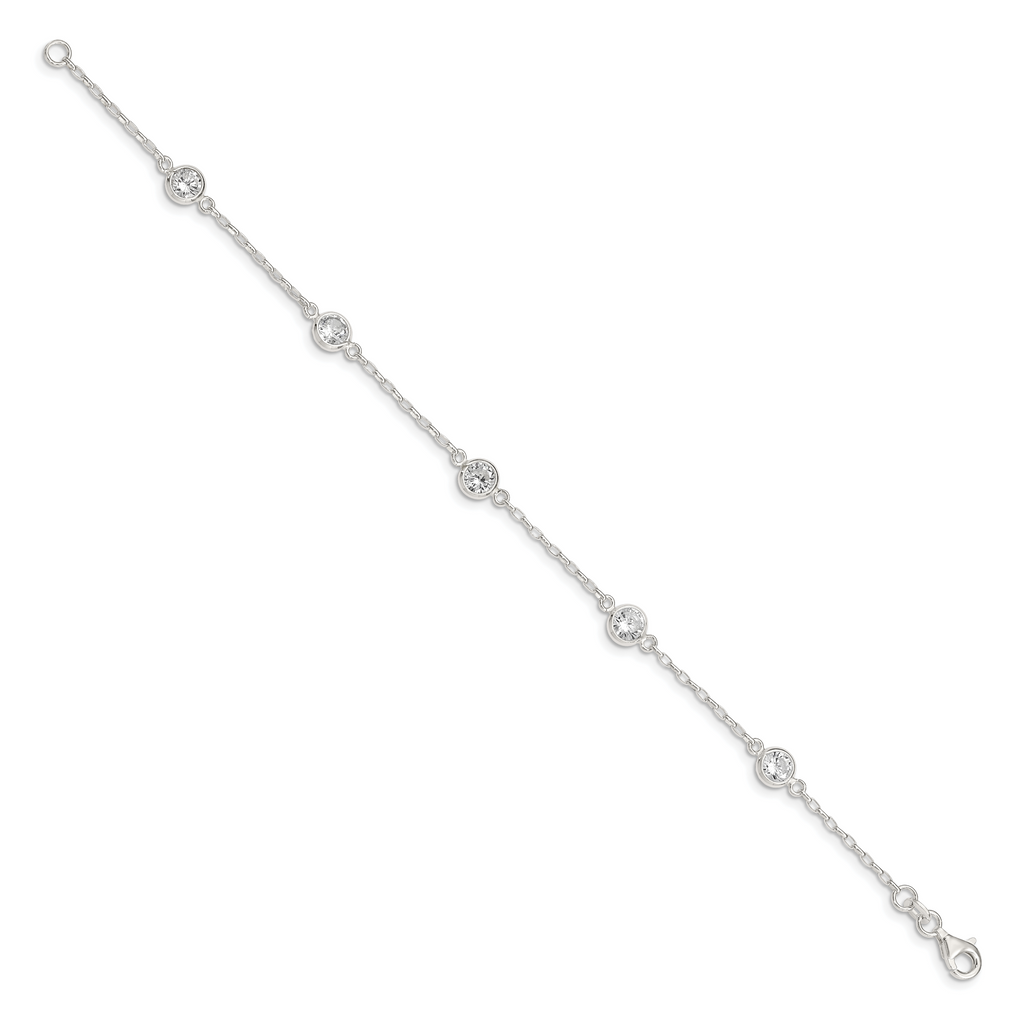 Sterling Silver Polished CZ Bracelet
