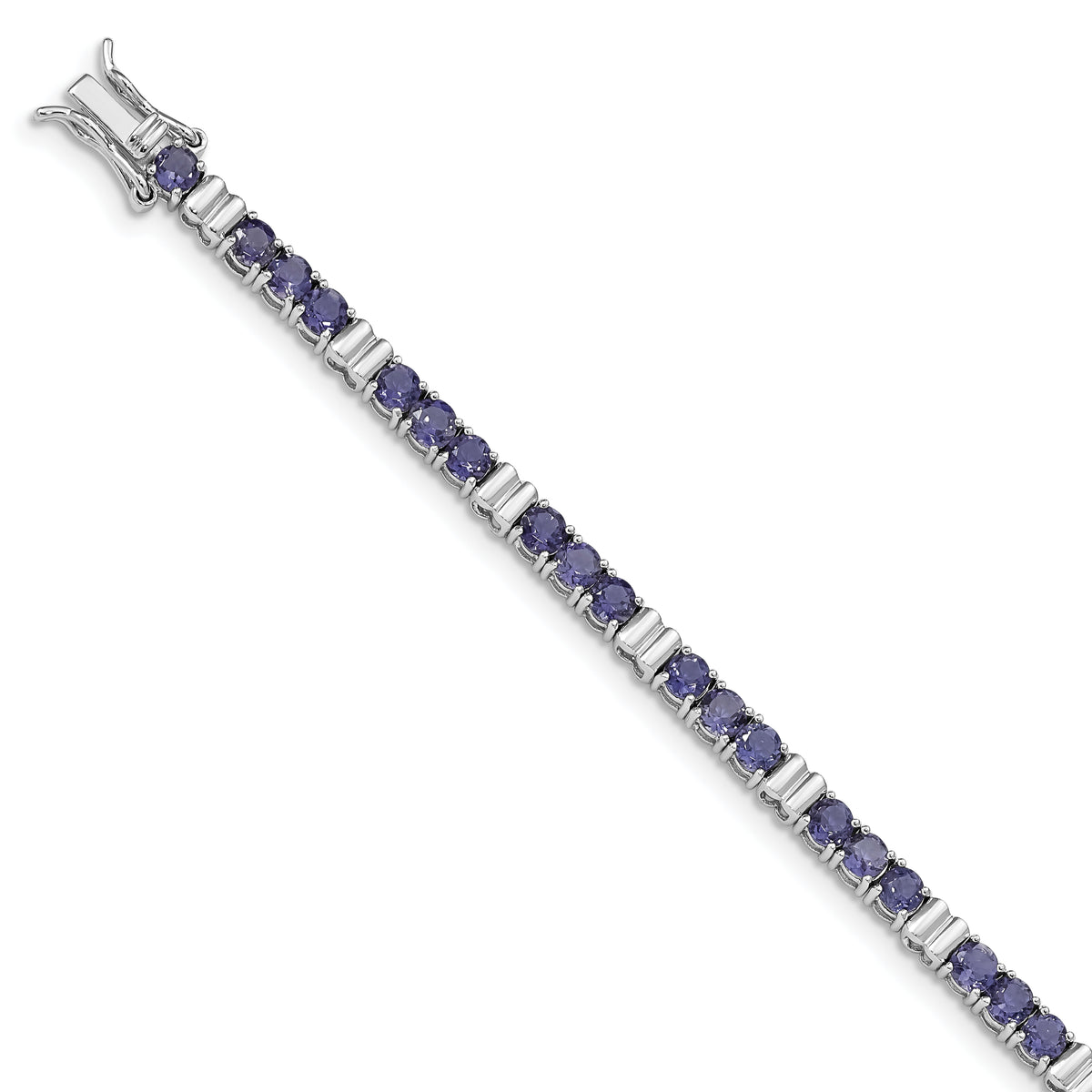Sterling Silver Rhodium-plated & Iolite Bracelet