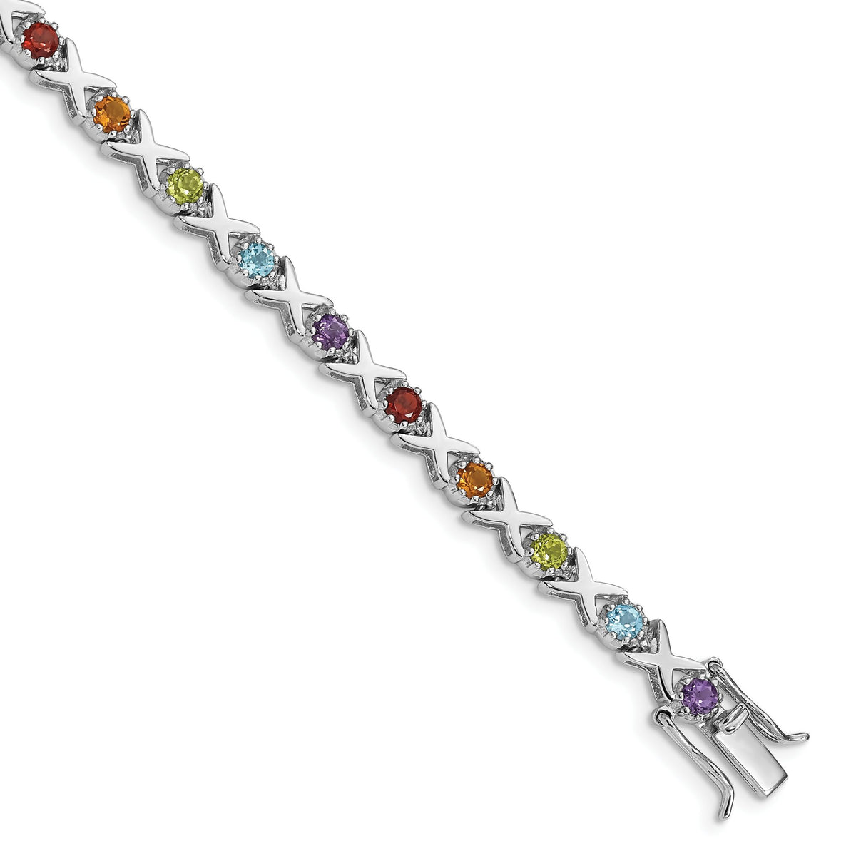 Multi Gemstone Bracelet in Sterling Silver, 7.2 Inch - Sophia Jewelers Main image