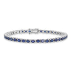 Sterling Silver Rhodium-plated Oval Blue Sapphire 7.5in Bracelet