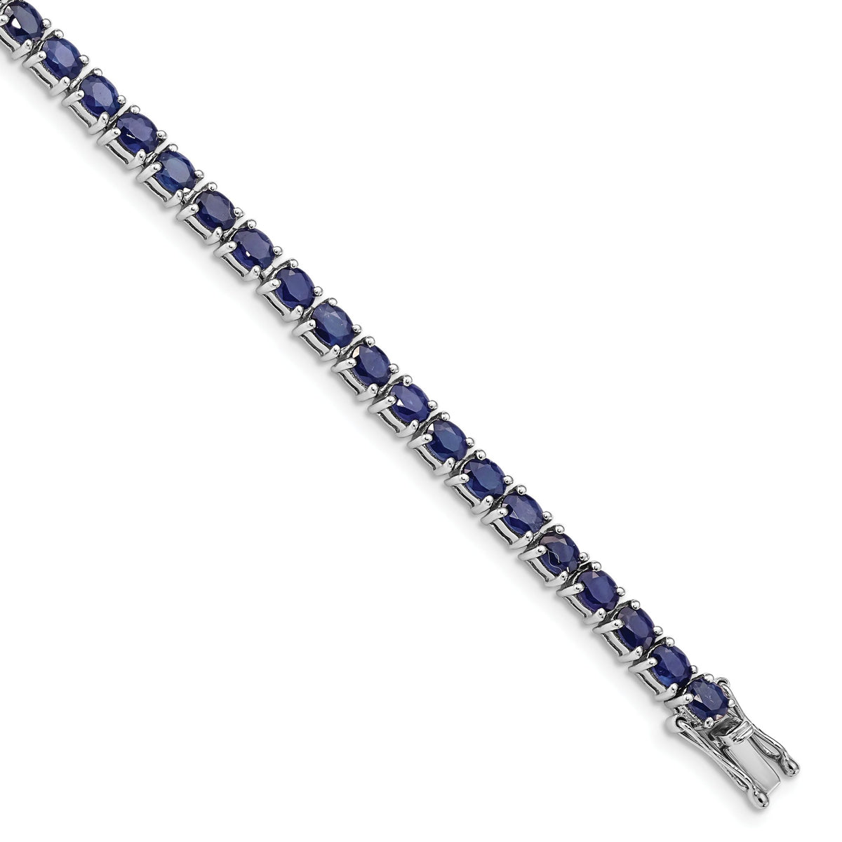 Oval Blue Sapphire Bracelet in Sterling Silver, 7.5 Inch - Sophia Jewelers Main image