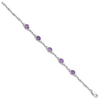 Sterling Silver Rhodium-plated Amethyst & Diamond Tennis Bracelet