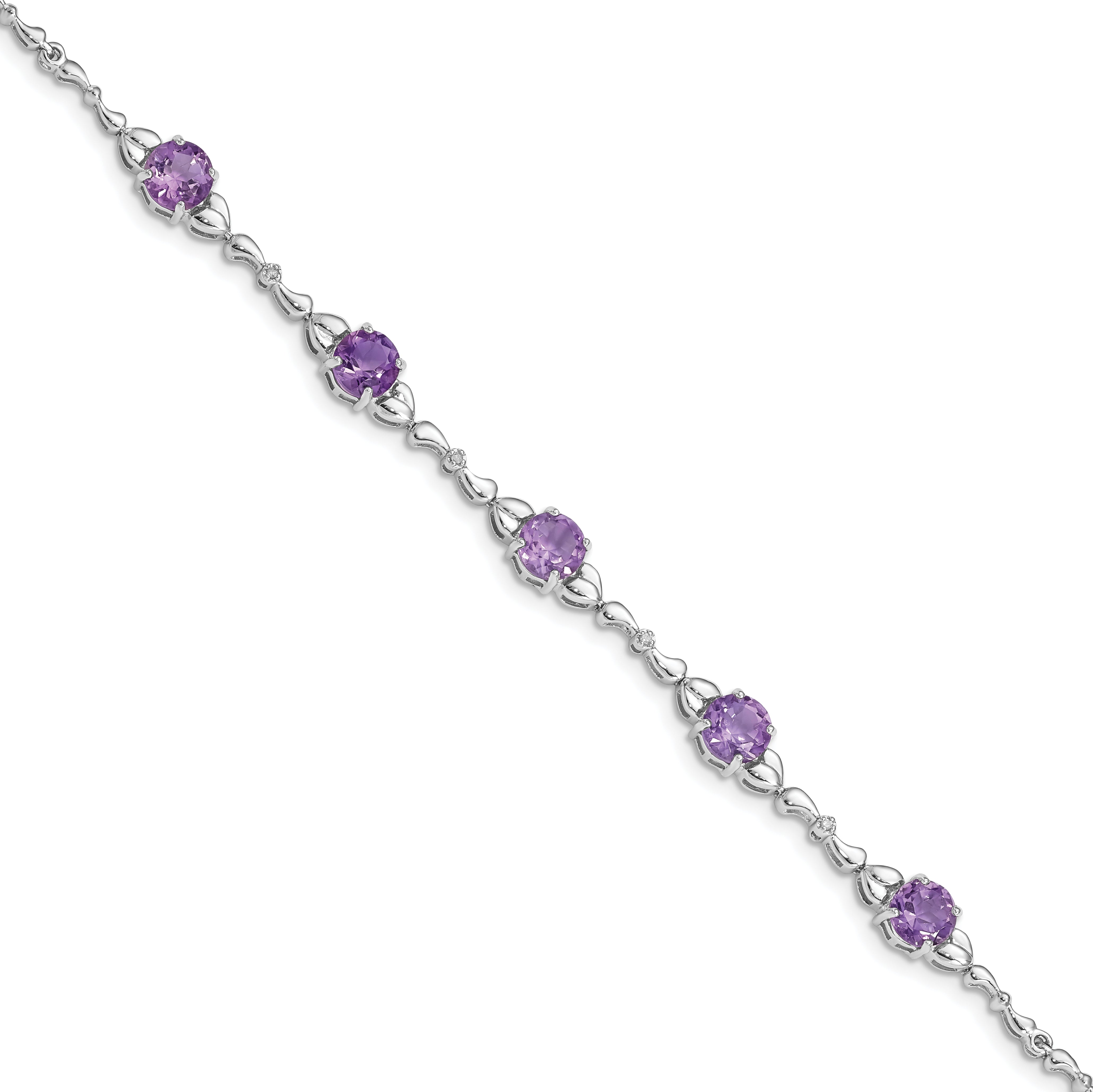 Sterling Silver Rhodium-plated Amethyst & Diamond Tennis Bracelet Main image