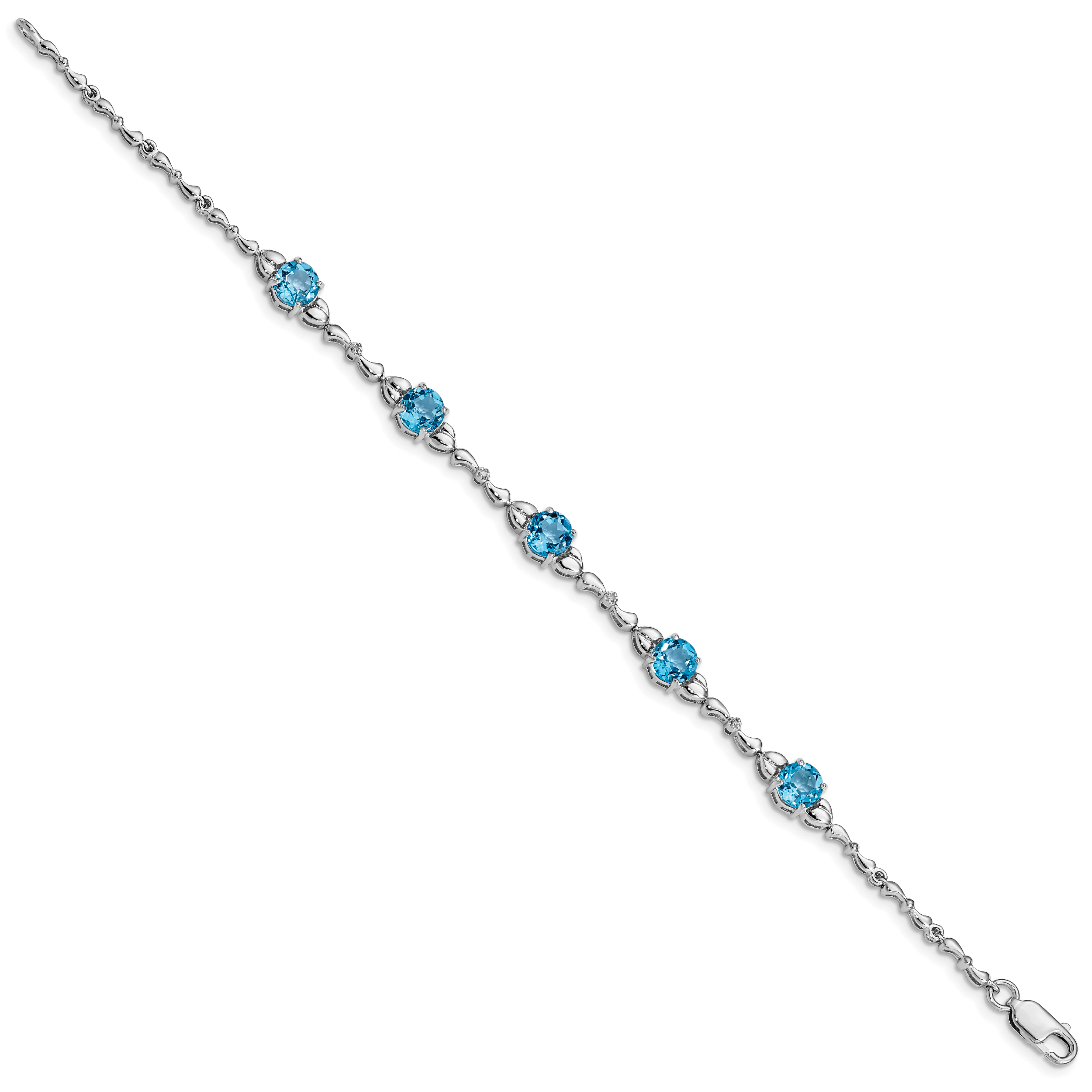 Sterling Silver Rhodium-plated Lt. Swiss Blue Topaz & Diamond Bracelet Secondary image
