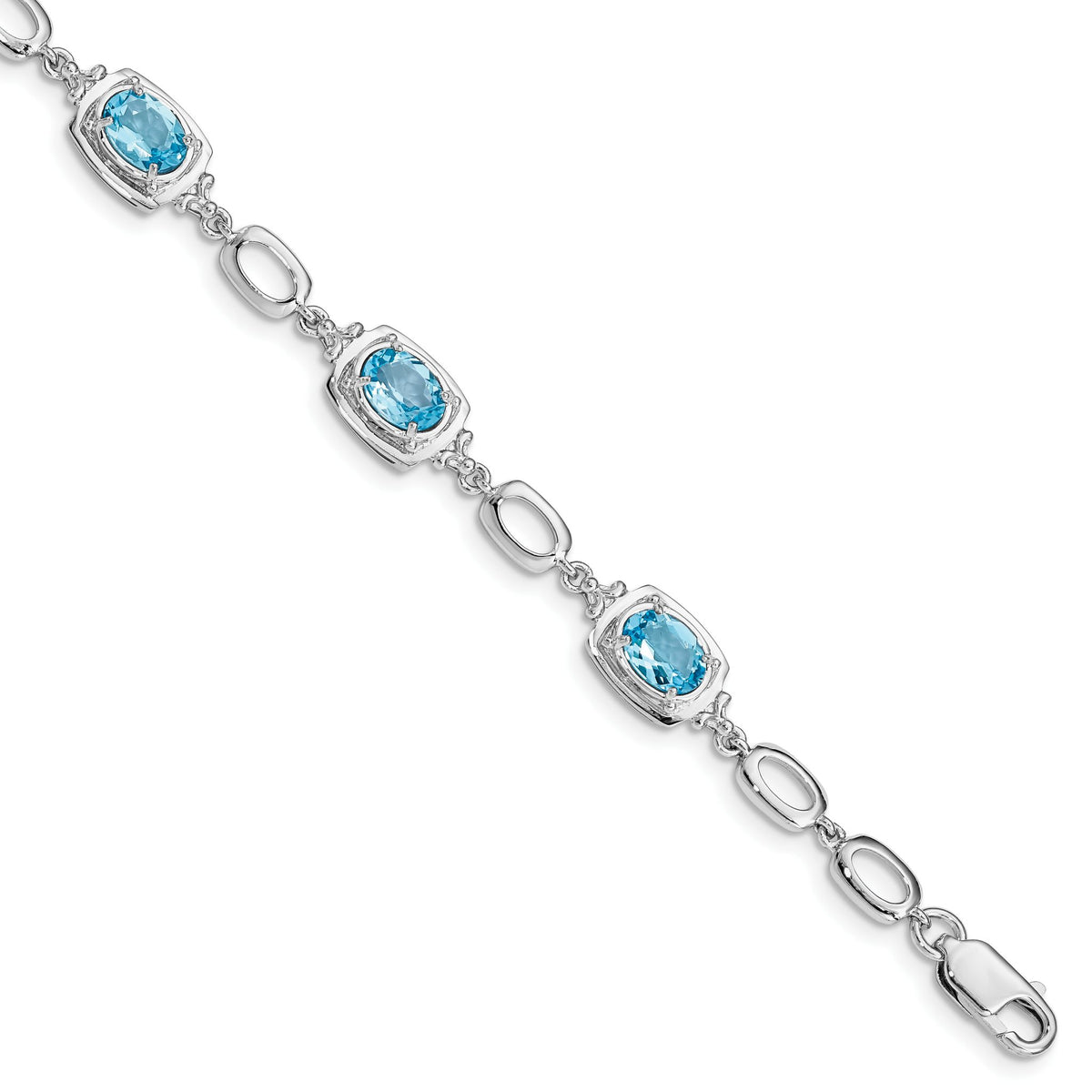 Swiss Blue Topaz Link Bracelet in Sterling Silver, 7.5 Inch - Sophia Jewelers Main image