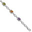 Sterling Silver Rhodium-plated Multi Gemstone Link Bracelet