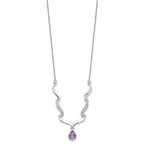 Sterling Silver Amethyst & Topaz Necklace with Polished Rhodium Finish