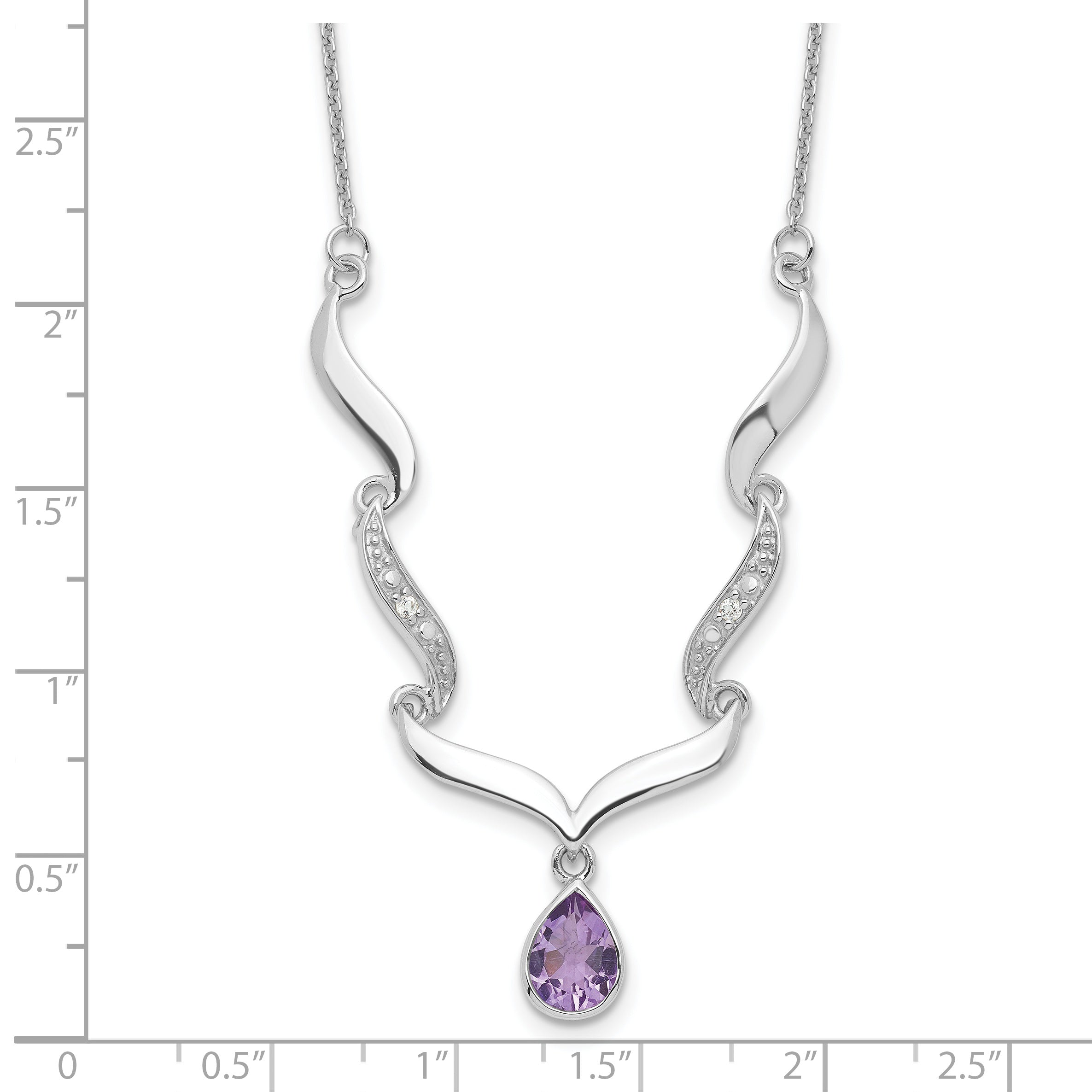 Sterling Silver Amethyst & Topaz Necklace with Polished Rhodium Finish - 18