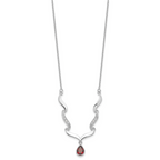 Sophia Jewelers Sterling Silver Garnet & Topaz Necklace with Polished Rhodium Finish