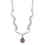 Sterling Silver Rhodium-plated w/Garnet & White Topaz w/2in. ext. Necklace