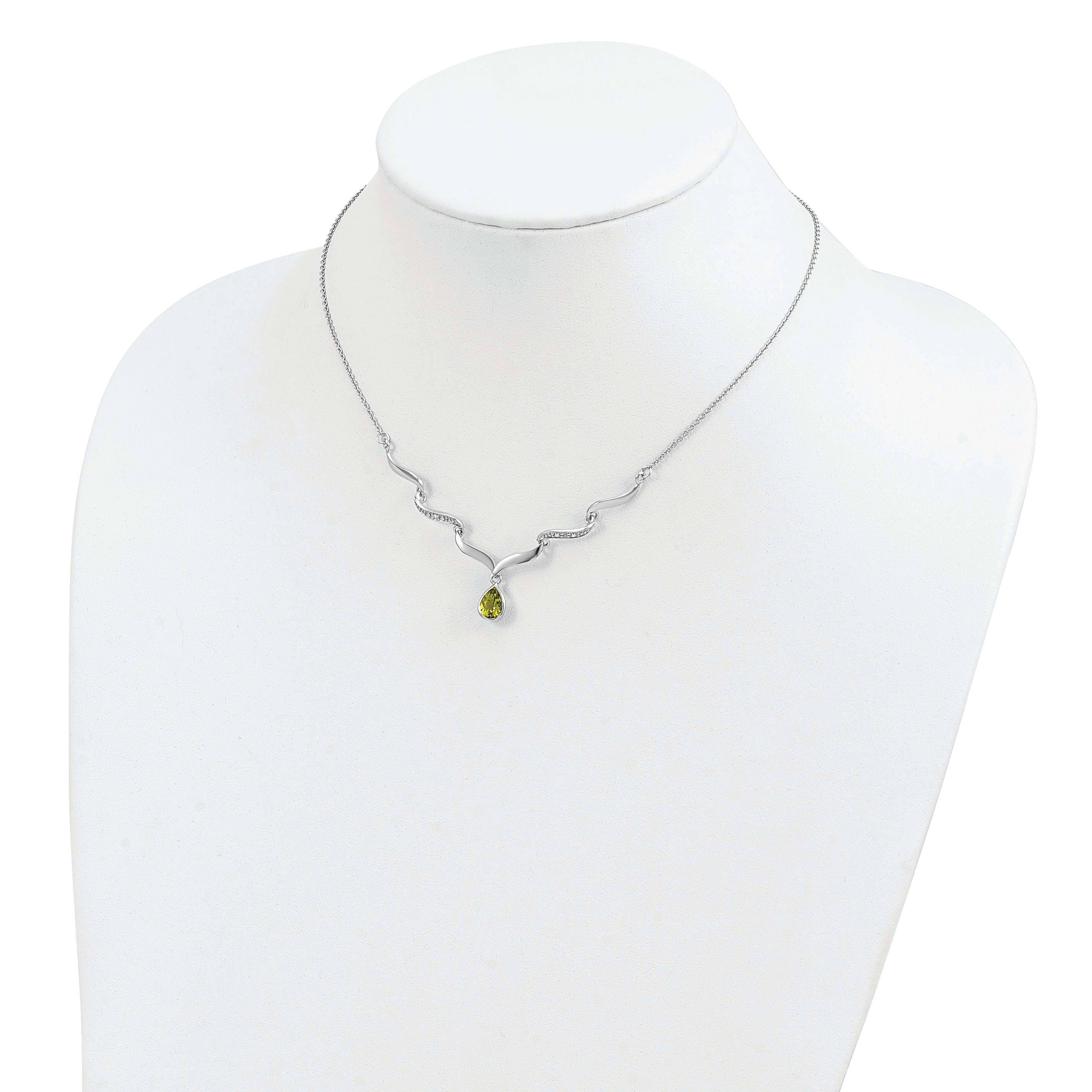 Sophia Jewelers Sterling Silver Peridot Topaz Necklace with 2in Extender