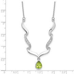 Sterling Silver RH Plated Peridot and White Topaz with 2in. Ext Necklace